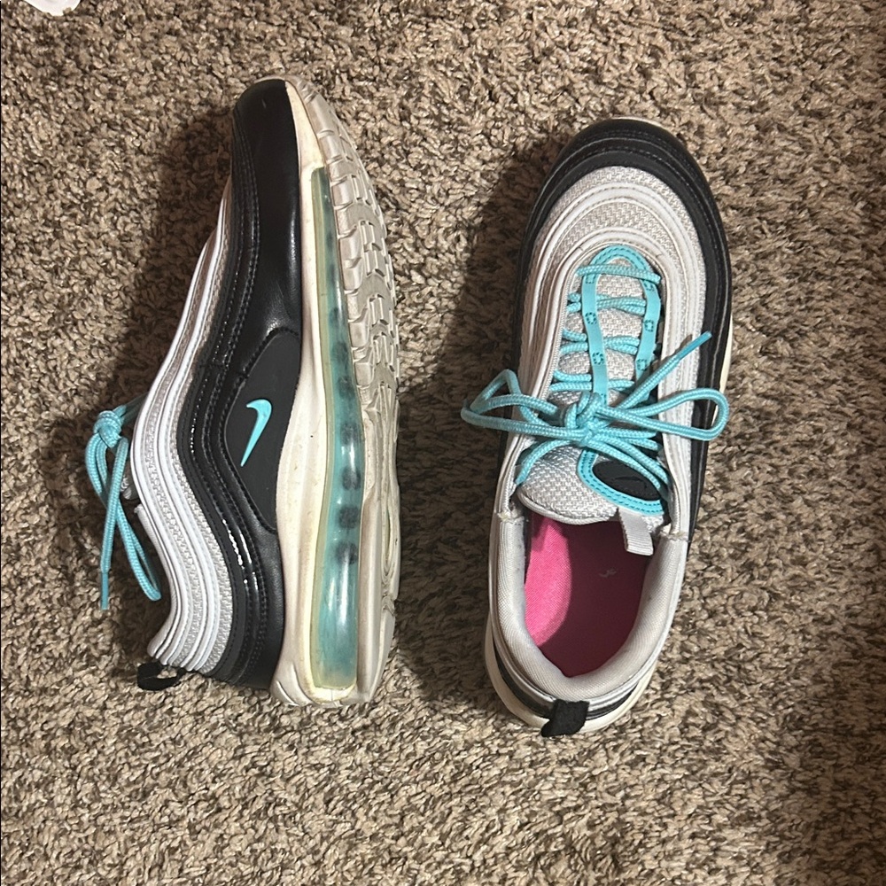 Nike woman’s Air Max 97 Sneakers - Black, White, and Blue